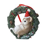 HYFAN Christmas Small Animal Wreath Swing Ornament Hanging Decor for Xmas Tree Home Office Room Decoration with String (New, Mouse)