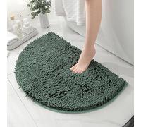 HYFAN Half Round Microfiber Chenille Bathroom Rug Non Slip Super Absorbent Quick Dry Soft Shaggy Machine Washable Semi Round Floor Decor Mat