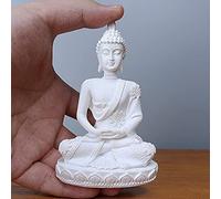 HYFAN Mini Sandstone Buddha Statue Meditation Yoga Harmonious Figurine Collectable Feng Shui Sculpture Home Office Desk Shelf Decoration (White 3