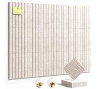 HyFanStr Felt Slatted Bulletin Board, 9mm Extra Thick Pin Board for Walls, 120 x 90 cm-12 Pack Large Cork Board Alternative with Nano Adhesive Hardware for Home Office Kitchen School Decor