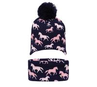 HyFASHION Kids Flaine Horse Hat & Headband Set - Navy - One Size - Navy