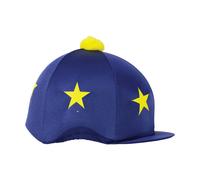HyFASHION Star Print Bobble Hat Cover - Navy/Yellow