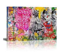 HYFBH Banksy Wall Art Love Is All We Need Graffiti Canvas Wall Art Paintings on the Wall Follow Your Dream Street Graffiti Poster Pictures Prints for Home Decorations 12x16inch