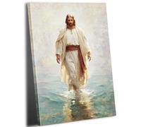 HYFBH Jesus Christian Canvas Wall Art, Jesus Walks on Water Canvas Paintings Prints Posters Wall Art Decor Christ Religious Decor for Church Office Living Room Inspiration 16x24inch