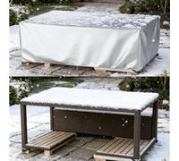 HYFBH Rectangular Garden Furniture Covers Waterproof, 145x85x70cm Silver Patio Outdoor Table Cover, 420D Heavy Duty Cube Patio furniture Cover, Small Square Rattan Table and Chairs set Covers