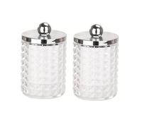 HYFEUOKF 1/2/3 PC Plastic Cotton Swab Ball Pad Holder Storage Box 10 Oz Bathroom Organizer, Qtip Apothecary Jar Clear Container Dispenser(2pcs color1)