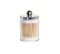 HYFEUOKF 1/2/3 PC Plastic Cotton Swab Ball Pad Holder Storage Box 10 Oz Bathroom Organizer, Qtip Apothecary Jar Clear Container Dispenser(1pcs color1)