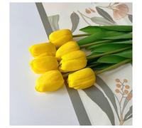 HYFEUOKF 7Pcs Realistic Pink Artificial Tulips Flowers Real Touch Artificial Tulips Bouquet Spring Decoration Flowers DIY Wedding Bouquet(Yellow Tulips)