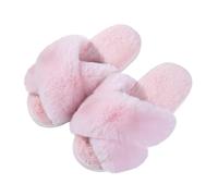 HYFEUOKF Fluffy Winter Slippers for the Home Women Crossed Open Toe Furry Shoes for Indoor Casual Furry Room Slippers, Pk file, 36 EU