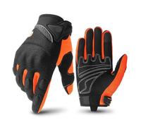 HYFEUOKF Motorbike Breathable Racing Glove Motorcycle Full Finger Gloves Motocross Motorbike Breath Mesh Touch Screen Racing Glove(SU01 Orange,M)