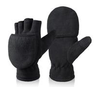 HYFEUOKF Waterproof Ski Mittens Gloves Winter Gloves Fingerless Convertible Mittens Thermal Polar Fleece Insulated Lining Windproof Warm for Men Women For Waterproof Extra Warm(S)
