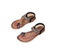 HYFEUOKF Women'S Beach Sandals Sandals Women Summer Shoes Causal Walking Party Shoes Beach Style Crochet Beads Footwear Flat Retro Slippers For Beach(Midnight Black,43)