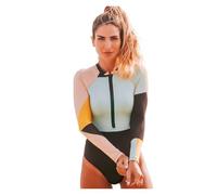 HYFEUOKF Women'S Zipper One-Piece Surf Suit Sexy Zipper One Piece Swimsuit Long Sleeve Vintage Swimwear Women Floral Print Bodysuit Surf Suits Rash Guard Beach Bathing Suit For Women Surf(XL)