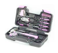 Hyfive Ladies Pink Tool Kit Tool Kit DIY Set with Pink Hammer, Pink Pliers, Pink Screwdrivers in Pink Carry Case 38pc