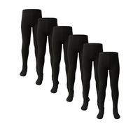 HyFRESH Girls Black Tights (6 Pairs) - Comfortable, Cotton Rich, Microfibre Black Tights for Girls - Durable Footed Girl School Wear - Age 3-4 Years