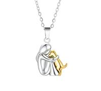 HYFWVPNZ Pendant Puppy Women's Dog Hug Necklace - Gift for Animal Lovers Two-Tone Exquisite I Love My Dog Necklace (B)