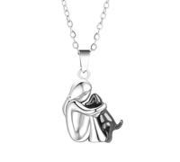 HYFWVPNZ Pendant Puppy Women's Dog Hug Necklace - Gift for Animal Lovers Two-Tone Exquisite I Love My Dog Necklace (C)