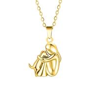 HYFWVPNZ Pendant Puppy Women's Dog Hug Necklace - Gift for Animal Lovers Two-Tone Exquisite I Love My Dog Necklace (A)