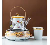 HYFZXWX Gongfu Tea Set with Electric Ceramic Stove,Glass Teapot with Handle,Automatic Steaming Tea Warmer Set for White Tea,Modern Chinese Style Luxury Tea Brewing Kit filter/B/35x35x15cm1000ml
