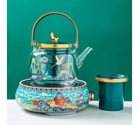 HYFZXWX Gongfu Tea Set with Electric Ceramic Stove,Glass Teapot with Handle,Automatic Steaming Tea Warmer Set for White Tea,Modern Chinese Style Luxury Tea Brewing Kit filter/C/35x35x15cm1000ml