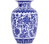 HYFZXWX Traditional Blue & White Porcelain Vase - Hand Painted Chinese Ceramic Vase with Floral Pattern, Lightweight Thin Porcelain Decorative Vase for Home Decor, Table & Shelf Grip/9.25x5.51in/A