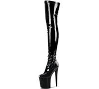 HYFZXWX Unisex Men's Women's Plus Size Overknee High Heel Boots 8 Inch Stiletto Heels Thigh High Boots Sexy Stripper Club Fetish Wear Shoes Sexy/Black Gloss/46EU