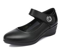 HYFZXWX Women's Block Ankle Strap Mary Jane Round Toe Soft Leather Ankle Strap Chunky Low Heel Pumps Cute Evening Shoes Loafer Office Classic Shoes high/A/41EU