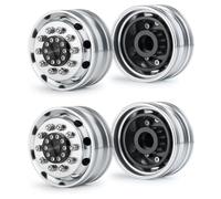 HYGAWQXXC 4PCS Front Rear Wheel Rim Hubs Rubber Tyres with Foam Inserts for 1/14 T-amiya Truck Trailer Tractor RC Car Tires(Front Wheel Rim)