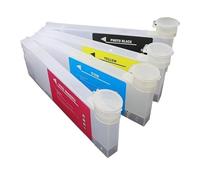 HYGBLIKF 220ml 440ml empty refillable ink cartridge with funnel without chip for large format eco-solvent printers(1SET(4Colors-440ML))