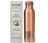 HYGGE Copper Water Bottle - 34 Oz Extra Large - A Half Hammered Ayurvedic Pure Copper Vessel for Drinking - Drink More Water, Lower Your Sugar Intake and Enjoy The Health Benefits Immediately