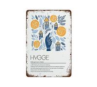 Hygge Definition, Scandi Style Folk Art Print, Danish Word Home Decor Metal Tin Sign Vintage Wall Decor Funny Decorations for Home Bar Cafe Farm Poster 8x12 Inch