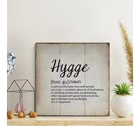 Hygge Definition Wood Sign Hygge Definition Typography Wooden Sign Wall Art Rustic Wall Decorations for Living Room Kitchen Wall Hanging Signs Wall Sign Home Decor 10x10in