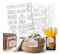 Hygge & Sage Minimalist Household Labels for Organizing - 224 Preprinted Waterproof Sticker Labels + 16 Blank Labels for Home Office, Craft Room, Linen Closets, and Laundry Organization and Storage