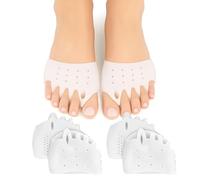 Hyggear Silicone Toe Separators for Women Men, 2/4 Pairs Comfort Silicone Toe Separators for Overlapping Toes, Bunions, Breathable, Soft (2 Pairs White)