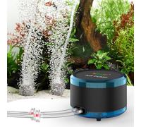 hygger 4W Air Pump Aquarium, Dual Outlet Powerful Fish Tank Oxygen Air Pump, Adjustable Ultra Quiet Air Aerator Pump for Fish Tank with Air Stone up to 450L Aquariums