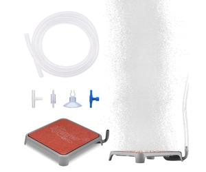 hygger Air Stone for Fish Tank, Aquarium Air Stones Nano Oxygen Diffuser, Air Bubbler Stone Square Sahped Red Oxygen Aerator with Air Tube Check Valve Air Flow Valve T Connector Suction Cup (42mm)