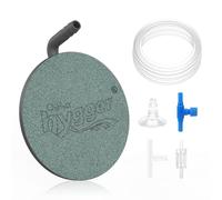 hygger Air Stone for Fish Tank Oxygen Diffuser Nano Oxygen Aerator Round Disk Aquarium Air Stone Bubbler Set with Adjustable Control Valve Air Tube 2M T Connector Check Valve Suction Cup, 78mm