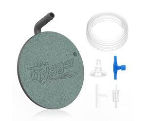 hygger Air Stone for Fish Tank Oxygen Diffuser Nano Oxygen Aerator Round Disk Aquarium Air Stone Bubbler Set with Adjustable Control Valve Air Tube 2M T Connector Check Valve Suction Cup, 78mm