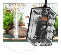 hygger Aquarium Air Pump 1.5W Ultra-Quiet Fish Tank Small Oxygenating Pump with Transparent Structure, Adjustable Airflow Aeration See Through Energy Saving Pump