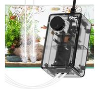 hygger Aquarium Air Pump Silent 3.5W Ultra-Quiet Fish Tank See Through Oxygenating Pump with 2 Air Outlets, Adjustable Airflow Aeration Energy Saving Pump