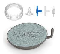 hygger Aquarium Air Stone, 1.5 Inch Fish Tank Bubbler Stone Kit Makes Super Tiny Bubbles, Ultra-High Dissolved Airstone with Stainless Steel Base Aquarium Fish Tank and Hydroponic