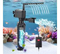 hygger Aquarium U-V Filter for 10-40 Gallon Tank, Submersible 12W Pump Filter for Green Water and Algae Clean, Internal Fish Tank Filter for Saltwater Freshwater