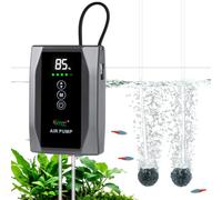 hygger Battery Powered Aquarium Air Pump up to 100 Gal with Digital Display, Quiet Fish Tank Aerator & Bubbler, USB Rechargeable Portable with Adjustable Flow for Aquarium, Bait Bucket & Emergency
