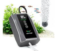 hygger Battery Powered Aquarium Air Pump with Digital Display, Quiet Fish Tank Aerator & Bubbler up to 60 Gal, USB Rechargeable Portable with Adjustable Flow for Fishing, Bait Bucket & Power Outage