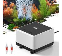 hygger Fish Tank Air Pump Aquarium 2 Outlets Oxygen Pump Aquarium Bubbler Pump, Oxygen Pump For Fish Tank Up To 2271 Litres, Adjustable Air Flow With 2 Air Tubes 2 Air Stones 2 Check Valves, 10W