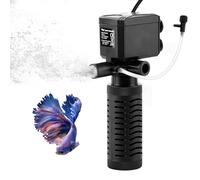 hygger Fish Tank Filter, 4 in 1 Aquarium Filter Pump Internal, Fish Filter Pump, Turtle Tank Fliter, Filtration Circulation Oxygenation Wave-making, for 18-50L Freshwater Saltwater, 6W 400L/H