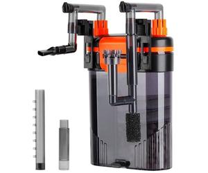 hygger Hang On Aquarium Filter, 680L/H 8W Hang On Back Filter,Quiet Canister Fish Tank Filter with Duckbill Nozzle Shower Pipe Outlet, Adjustable Water Flow Aquarium Filter External for 150-225L