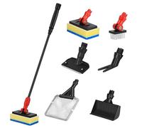 hygger Multipurpose Fish Tank Cleaning kit, 6-in-1 Aquarium Cleaning Set with Long Handle Scraper Sponge Scrubber Stiff Bristle Brush Fishnet Gravel Rake for Acrylic and Glass Tanks, S