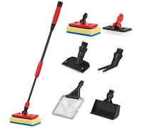 hygger Multipurpose Fish Tank Cleaning kit, 6-in-1 Aquarium Cleaning Set with Long Handle Scraper Sponge Scrubber Stiff Bristle Brush Fishnet Gravel Rake for Acrylic & Glass Tanks, M