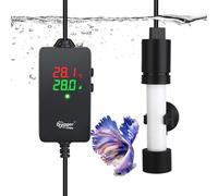 hygger Small Aquarium Heater 100W Adjustable Submersible Fish Tank Heater,Dual Heating Mode Glass Rod Aquarium Turtle Heater For 38-75L Freshwater or Saltwater